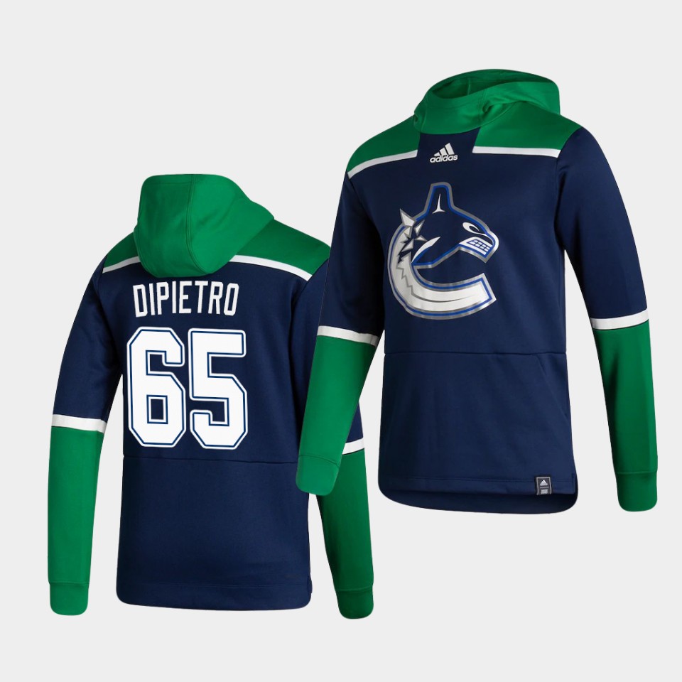 Men Vancouver Canucks #65 Dipietro Blue NHL 2021 Adidas Pullover Hoodie Jersey->vancouver canucks->NHL Jersey